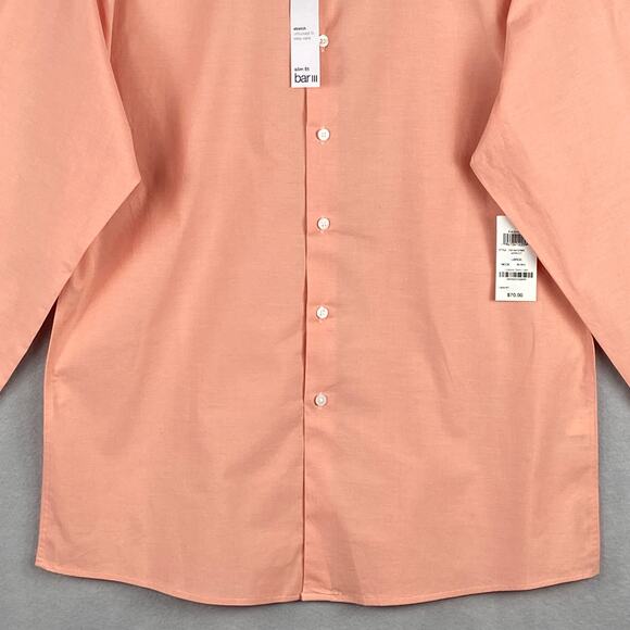 Bar III Men's Large 16-16.5 Dress Shirt Slim Fit Stretch Fabric Apricot NEW - Picture 4 of 12